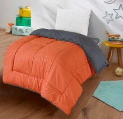 Kids Coverless Printed 7.5 Tog Washable Quilt With Pillow Set 120 X 150 Cm - Orange & Grey(Kids Coverless Printed 7 5 Tog Washable Quilt With Pillow Set 120 X 150 Cm Orange Grey)