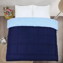 7.5 Tog Box Stitching Reversible Coverless Polycotton Duvet – Navy And Blue(7 5 Tog Box Stitching Reversible Coverless Polycotton Duvet Navy And Blue) -Bedding Discount Store 04 176116b6 0223 471b 92f9 be451156d39a