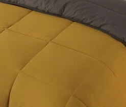 13.5 Tog Box Stitching Reversible Coverless Polycotton Duvet – Mustard & Grey(13 5 Tog Box Stitching Reversible Coverless Polycotton Duvet Mustard Grey) -Bedding Discount Store 13