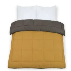 7.5 Tog Box Stitching Reversible Coverless Polycotton Duvet – Mustard & Grey(7 5 Tog Box Stitching Reversible Coverless Polycotton Duvet Mustard Grey) -Bedding Discount Store 15 a8a21ca5 cfaf 4d4b a538 6bb3860796b1