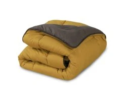 13.5 Tog Box Stitching Reversible Coverless Polycotton Duvet – Mustard & Grey(13 5 Tog Box Stitching Reversible Coverless Polycotton Duvet Mustard Grey) -Bedding Discount Store 17