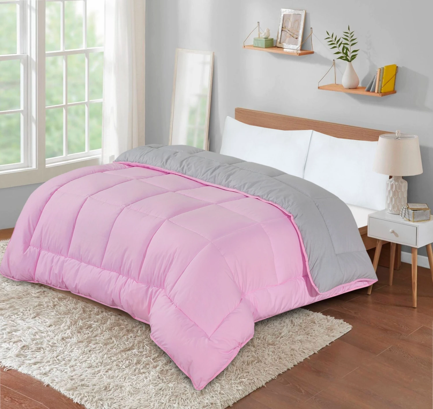 13.5 Tog Box Stitching Reversible Coverless Polycotton Duvet – Pink And Grey(Copy Of 13 5 Tog Box Stitching Reversible Coverless Polycotton Duvet Grey Charcoal) 3 13.5 Tog Box Stitching Reversible Coverless Polycotton Duvet – Pink And Grey(Copy Of 13 5 Tog Box Stitching Reversible Coverless Polycotton Duvet Grey Charcoal) - Image 2