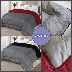 7.5 Tog Box Stitching Reversible Waffle Coverless Polycotton Duvet(Reversible Waffle Coverless Duvet 7 5 Tog)