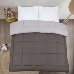 7.5 Tog Box Stitching Reversible Coverless Polycotton Duvet – Grey & Charcoal(7 5 Tog Box Stitching Reversible Coverless Polycotton Duvet Grey Charcoal) -Bedding Discount Store 44 ed52487b 6e27 4370 9f12 7f560c672d3d