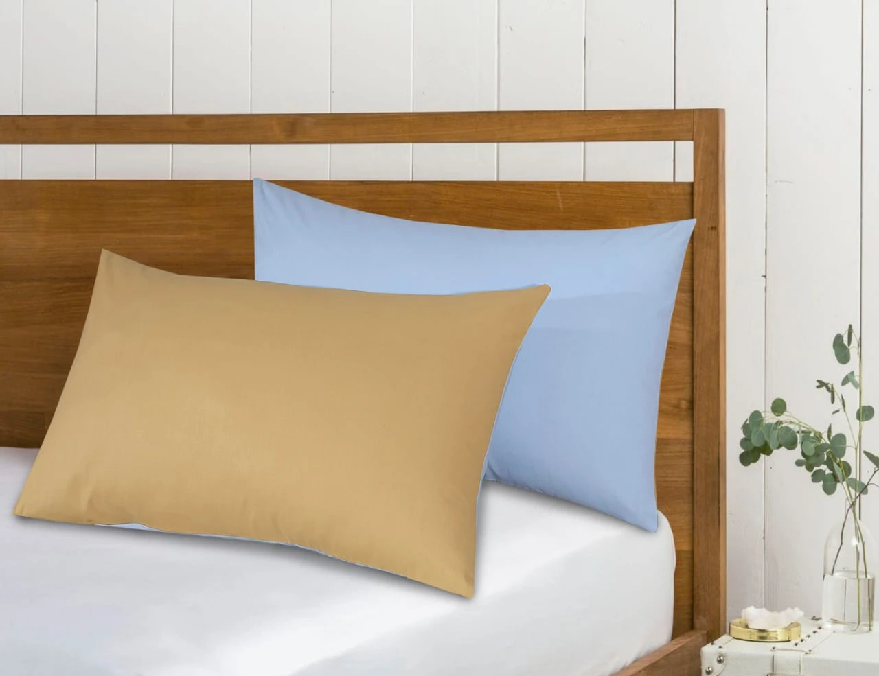 Reversible Poly Cotton Housewife Pillowcases (Pair) - Sand & Sky Blue(Reversible Poly Cotton Housewife Pillowcases Pair Sand) 5 Reversible Poly Cotton Housewife Pillowcases (Pair) - Sand & Sky Blue(Reversible Poly Cotton Housewife Pillowcases Pair Sand) - Image 3
