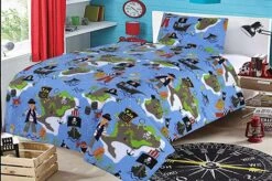 Junior Cot Bed Duvet Cover And Pillow Set- Cotton Rich - Pirates Treasure(Junior Cot Bed Duvet Cover And Pillow Set Cotton Rich Pirates Treasure)