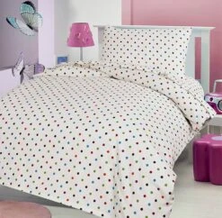 100% Flannelette Cot Bed Duvet Cover Set With Pillowcase – Polka Dot(100 Flannelette Cot Bed Duvet Cover Set With Pillowcase Jungle Jamboree)