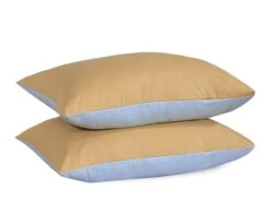 Reversible Poly Cotton Housewife Pillowcases (Pair) - Sand & Sky Blue(Reversible Poly Cotton Housewife Pillowcases Pair Sand)