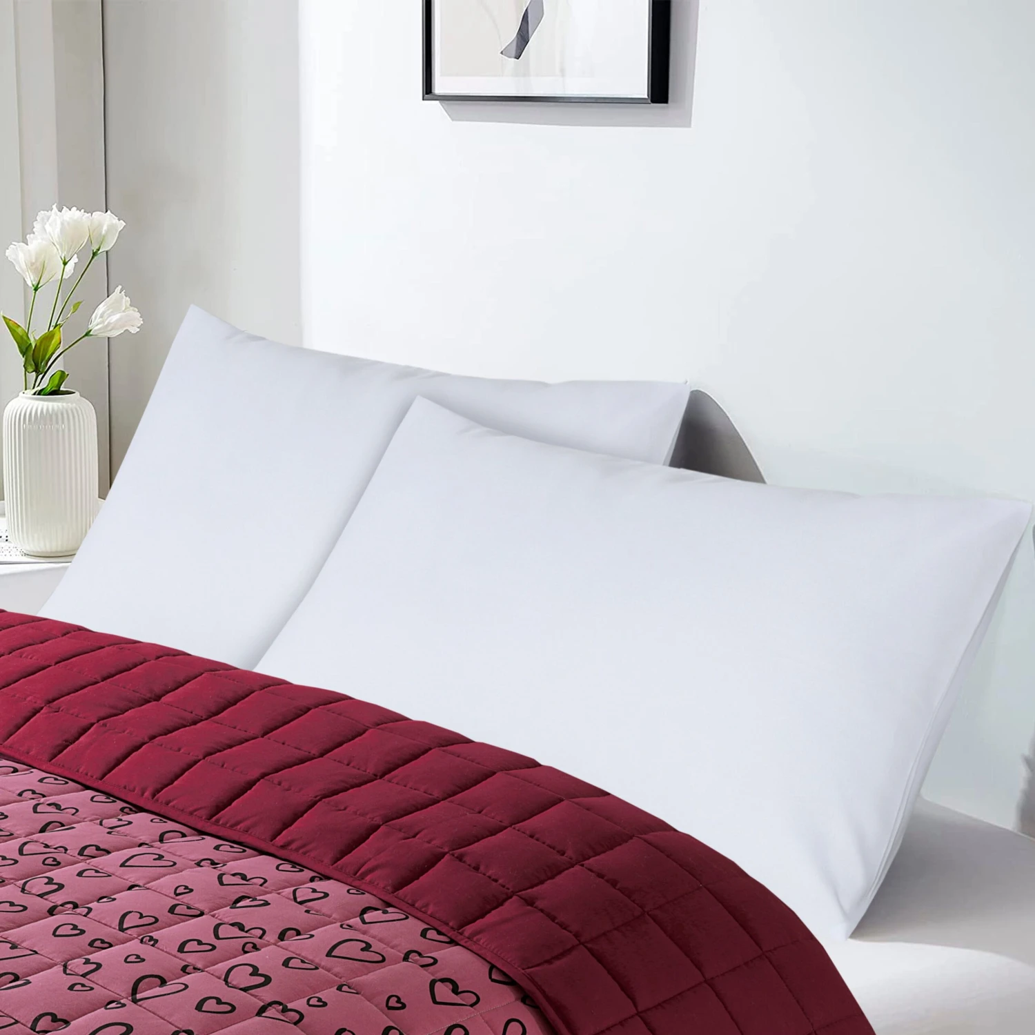 Quilted 4.5 Tog Reversible Coverless Printed Duvet Quilt - Hearts(Quilted 4 5 Tog Reversible Coverless Printed Duvet Quilt Hearts) 5 Quilted 4.5 Tog Reversible Coverless Printed Duvet Quilt - Hearts(Quilted 4 5 Tog Reversible Coverless Printed Duvet Quilt Hearts) - Image 3