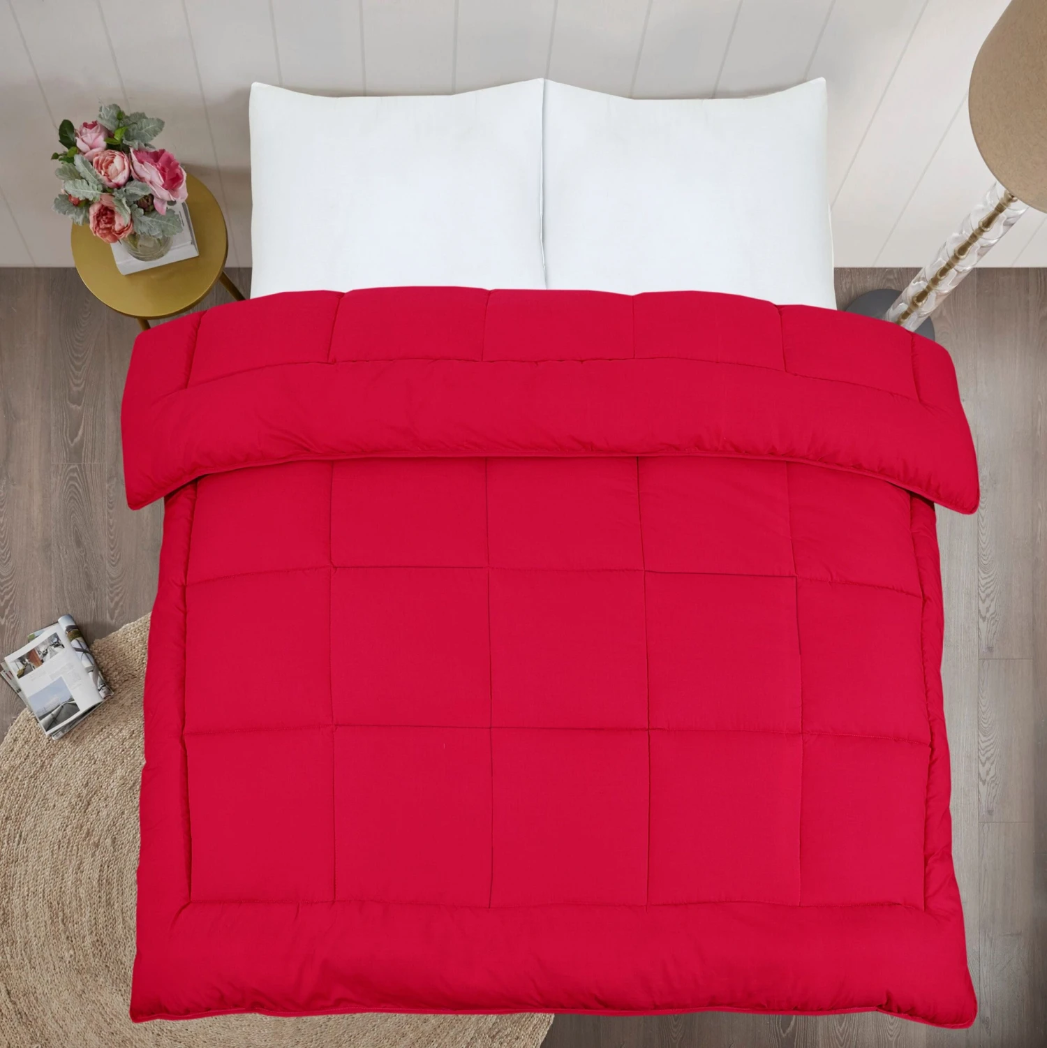 Heavyweight Ultra Bounce Coverless 13.5 Tog Warm Duvet – Red(Heavyweight Ultra Bounce 13 5 Tog Warm Duvet Red) 6 Heavyweight Ultra Bounce Coverless 13.5 Tog Warm Duvet – Red(Heavyweight Ultra Bounce 13 5 Tog Warm Duvet Red) - Image 4