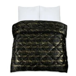 Glamour Coverless Crushed Velvet Quilted Duvet Black Gold(Glamour Coverless Crushed Velvet Quilted Duvet Black Gold Double) -Bedding Discount Store 98A4543fw