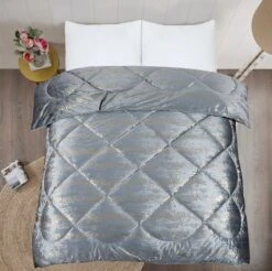 Glamour Coverless Crushed Velvet Quilted Duvet Silver Gold(Glamour Coverless Crushed Velvet Quilted Duvet Silver Gold) -Bedding Discount Store 98A4894f