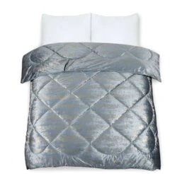 Glamour Coverless Crushed Velvet Quilted Duvet Silver Gold(Glamour Coverless Crushed Velvet Quilted Duvet Silver Gold) -Bedding Discount Store 98A4894fw