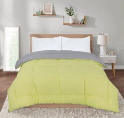 Box Stitching Reversible Coverless Polycotton Duvet – Lemon & Grey(Copy Of Box Stitching Reversible Coverless Polycotton Duvet Lemon Grey)