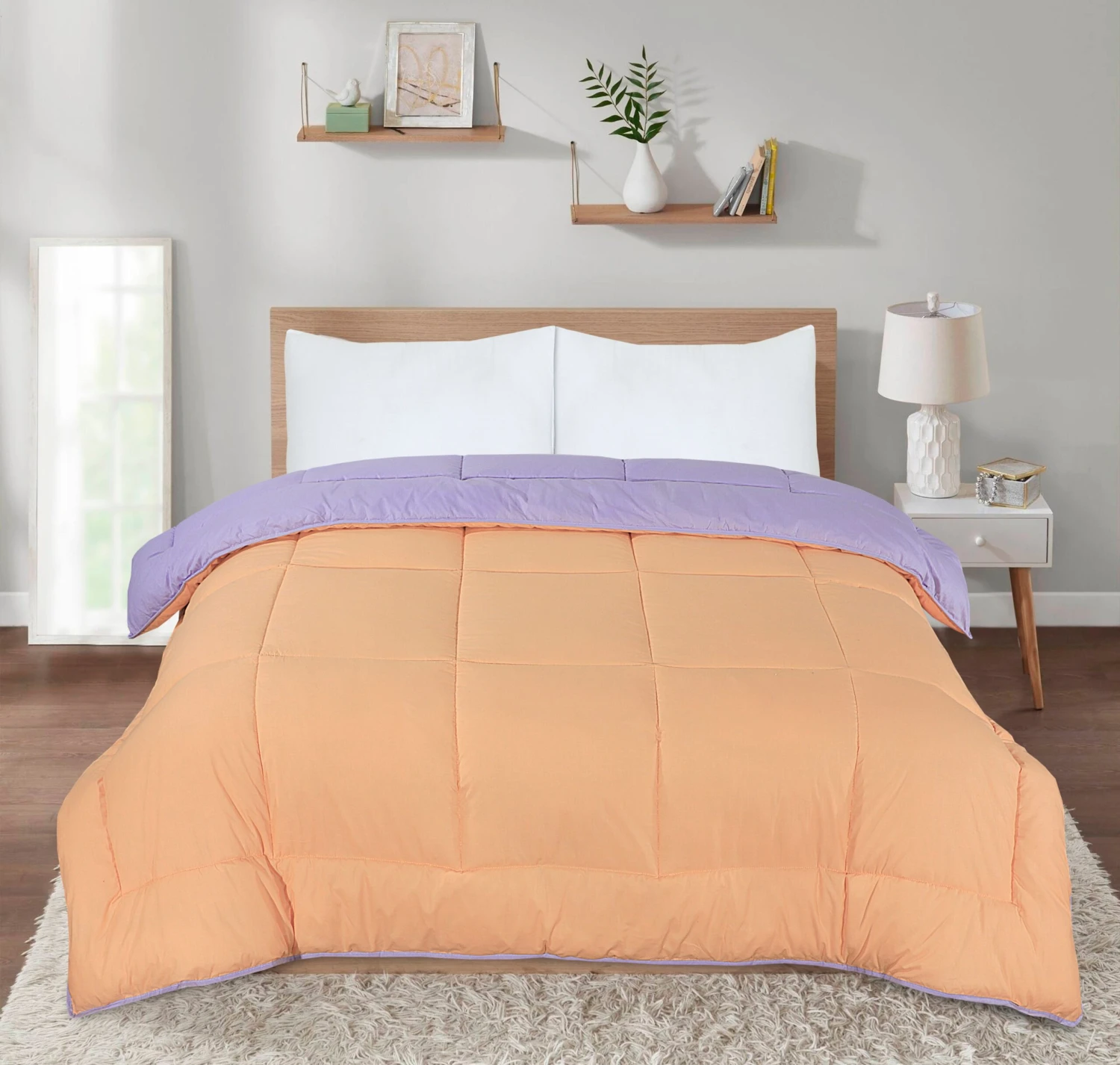 Box Stitching Reversible Coverless Polycotton Duvet – Peach & Lilac(Box Stitching Reversible Coverless Polycotton Duvet Peach Lilac) 3 Box Stitching Reversible Coverless Polycotton Duvet – Peach & Lilac(Box Stitching Reversible Coverless Polycotton Duvet Peach Lilac)