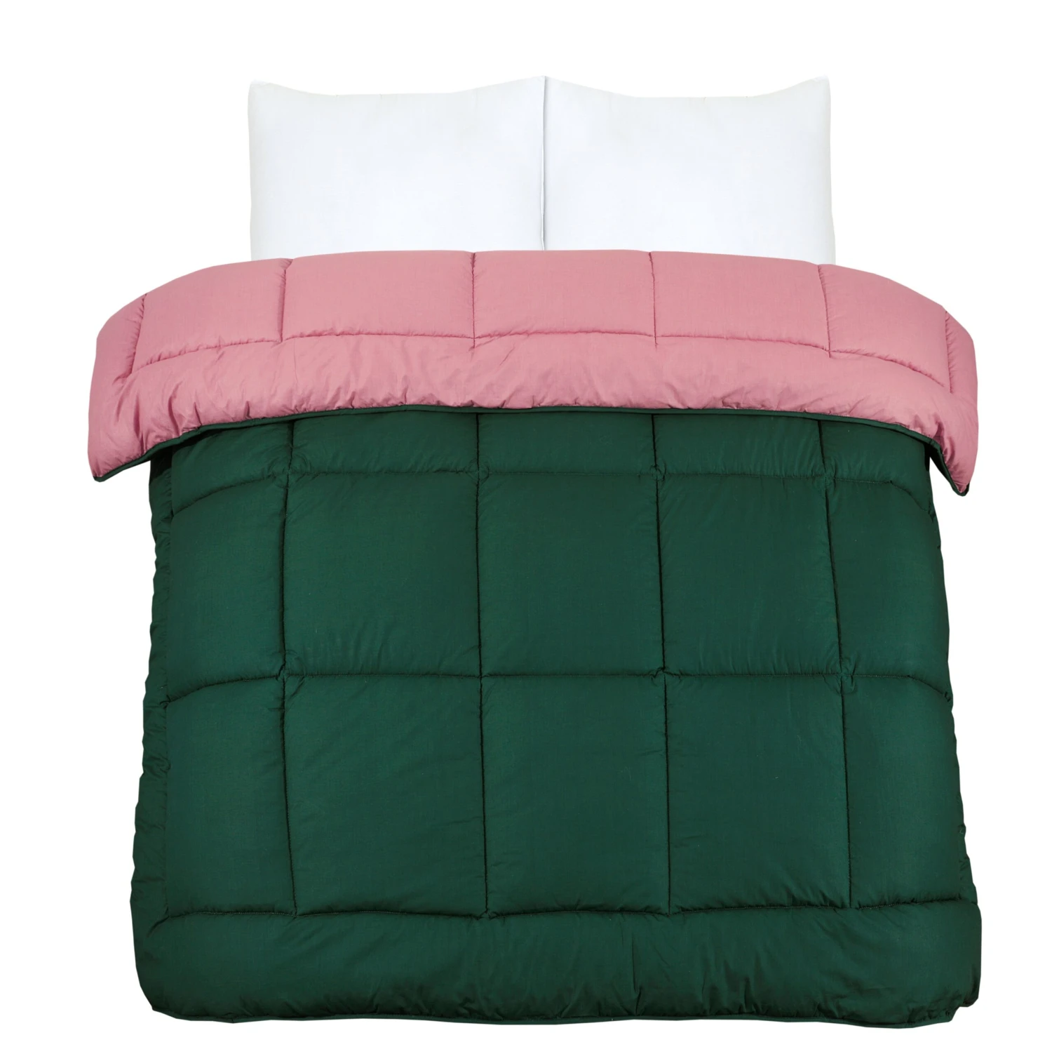Box Stitching Reversible Coverless Polycotton Duvet – Bottle Green & Dusty Pink(Box Stitching Reversible Coverless Polycotton Duvet Bottle Green Dusty Pink) 6 Box Stitching Reversible Coverless Polycotton Duvet – Bottle Green & Dusty Pink(Box Stitching Reversible Coverless Polycotton Duvet Bottle Green Dusty Pink) - Image 4