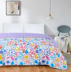 Quilted 4.5 Tog Reversible Coverless Printed Duvet Quilt - Scribbles(Quilted 4 5 Tog Reversible Coverless Printed Duvet Quilt Scribbles)