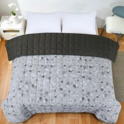 Quilted 4.5 Tog Reversible Coverless Printed Duvet Quilt - Grey Leaves(Quilted 4 5 Tog Reversible Coverless Printed Duvet Quilt Grey Leaves) 13 Quilted 4.5 Tog Reversible Coverless Printed Duvet Quilt - Grey Leaves(Quilted 4 5 Tog Reversible Coverless Printed Duvet Quilt Grey Leaves) -Bedding Discount Store 98A6518fres