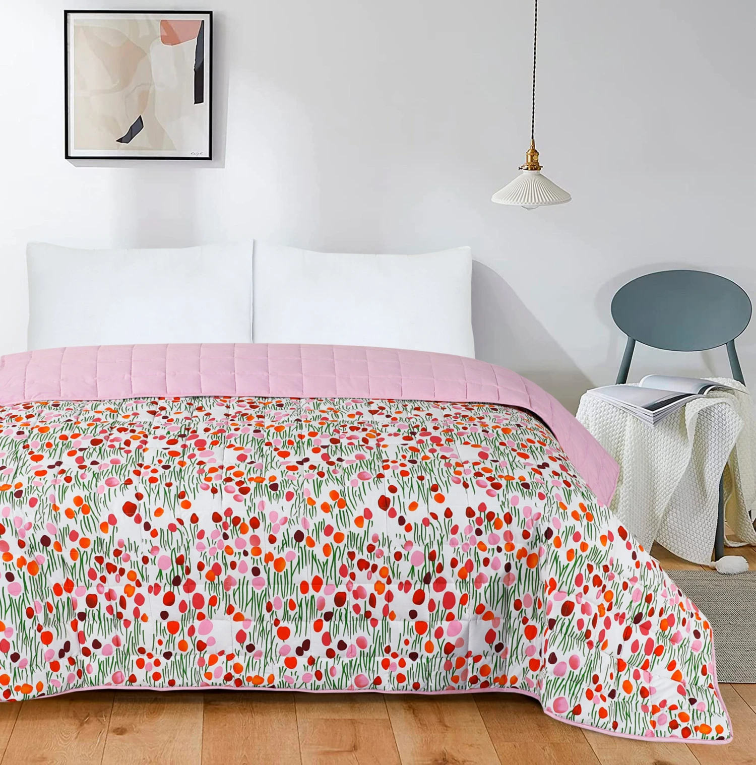 Quilted 4.5 Tog Reversible Coverless Printed Duvet Quilt - Meadow(Quilted 4 5 Tog Reversible Coverless Printed Duvet Quilt Meadow) 3 Quilted 4.5 Tog Reversible Coverless Printed Duvet Quilt - Meadow(Quilted 4 5 Tog Reversible Coverless Printed Duvet Quilt Meadow)