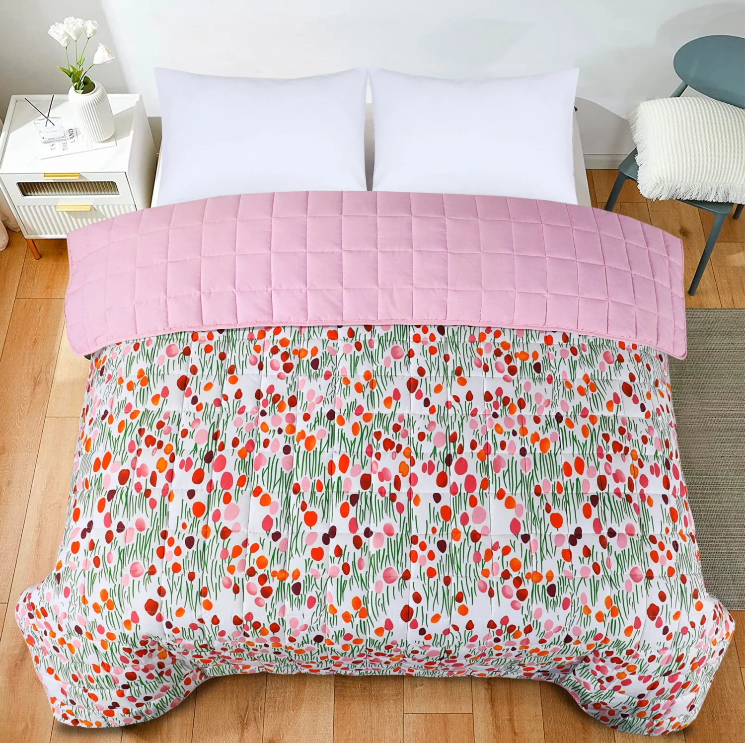 Quilted 4.5 Tog Reversible Coverless Printed Duvet Quilt - Meadow(Quilted 4 5 Tog Reversible Coverless Printed Duvet Quilt Meadow) 7 Quilted 4.5 Tog Reversible Coverless Printed Duvet Quilt - Meadow(Quilted 4 5 Tog Reversible Coverless Printed Duvet Quilt Meadow) - Image 5