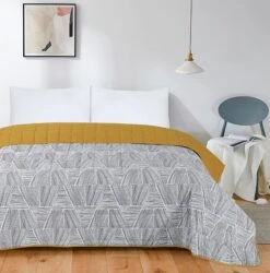 Quilted 4.5 Tog Reversible Coverless Printed Duvet Quilt - Triangles(Copy Of Quilted 4 5 Tog Reversible Coverless Printed Duvet Quilt Triangles)