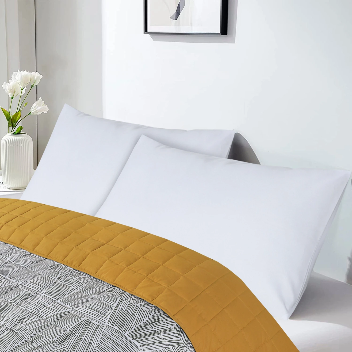 Quilted 4.5 Tog Reversible Coverless Printed Duvet Quilt - Triangles(Copy Of Quilted 4 5 Tog Reversible Coverless Printed Duvet Quilt Triangles) 5 Quilted 4.5 Tog Reversible Coverless Printed Duvet Quilt - Triangles(Copy Of Quilted 4 5 Tog Reversible Coverless Printed Duvet Quilt Triangles) - Image 3