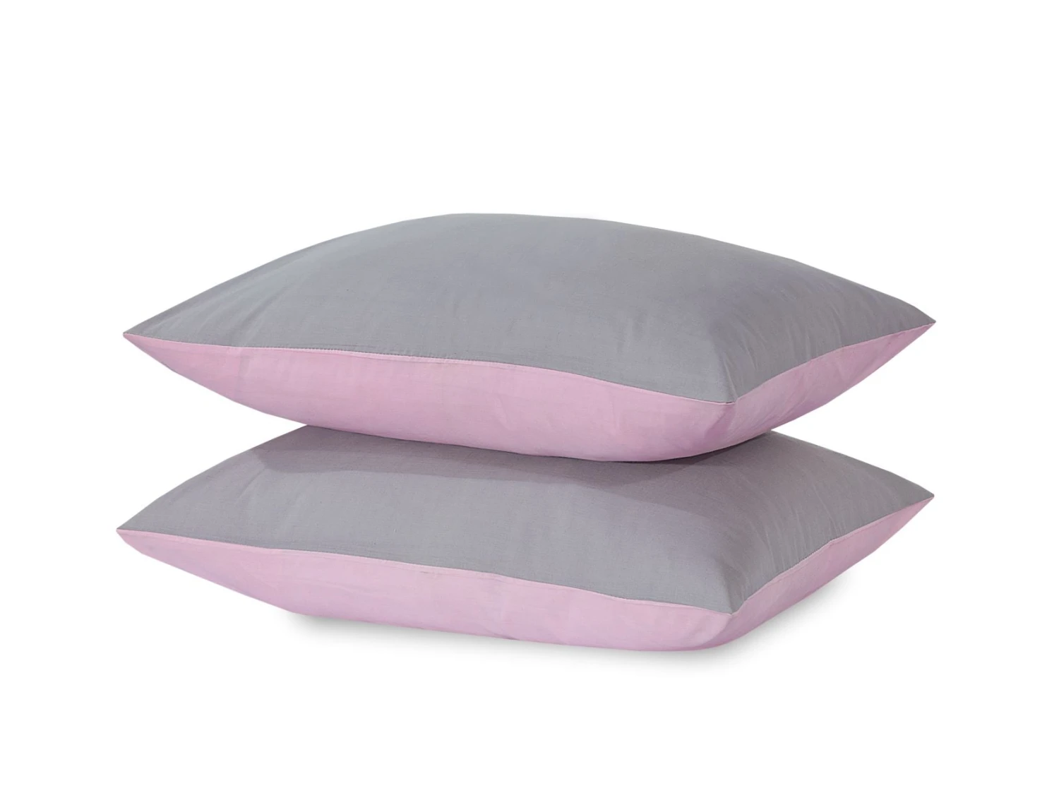 Reversible Poly Cotton Housewife Pillowcases (Pair) - Pink & Grey(Reversible Poly Cotton Housewife Pillowcases Pair Pink Grey) 6 Reversible Poly Cotton Housewife Pillowcases (Pair) - Pink & Grey(Reversible Poly Cotton Housewife Pillowcases Pair Pink Grey) - Image 4