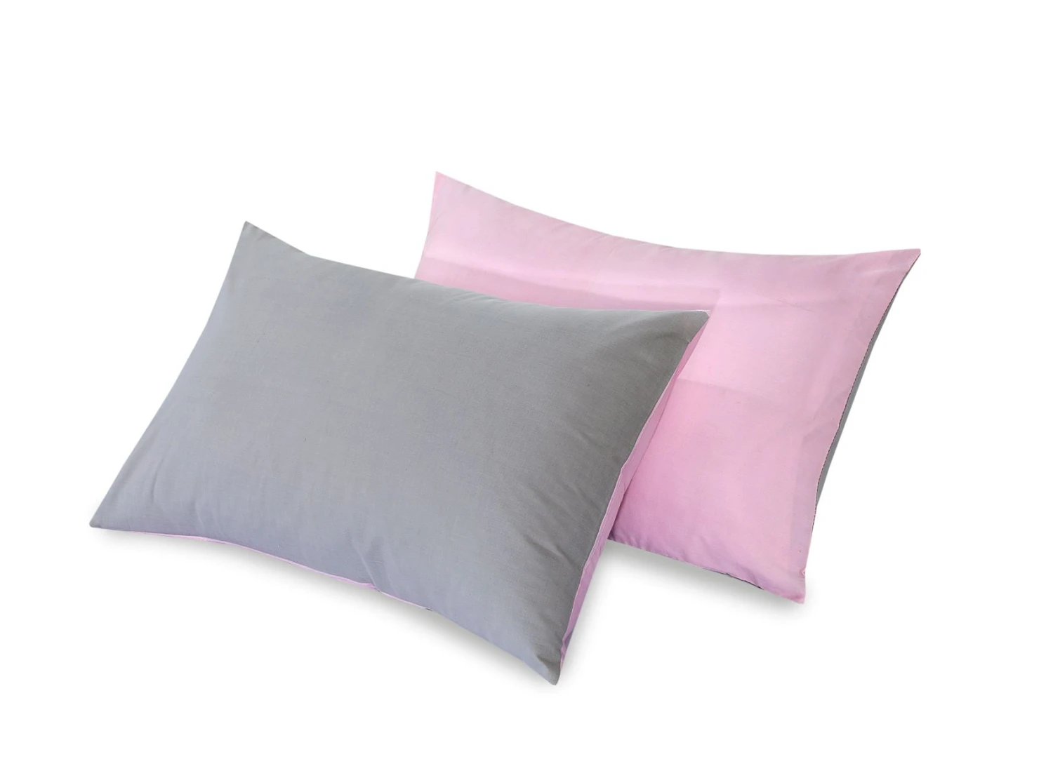 Reversible Poly Cotton Housewife Pillowcases (Pair) - Pink & Grey(Reversible Poly Cotton Housewife Pillowcases Pair Pink Grey) 3 Reversible Poly Cotton Housewife Pillowcases (Pair) - Pink & Grey(Reversible Poly Cotton Housewife Pillowcases Pair Pink Grey)