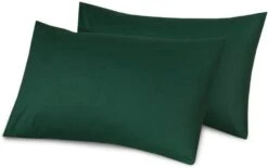 Cotton Pillowcases Pillow Cover Pair - Bottle Green(Cotton Pillowcases Pillow Cover Pair Bottle Green) -Bedding Discount Store Bg3