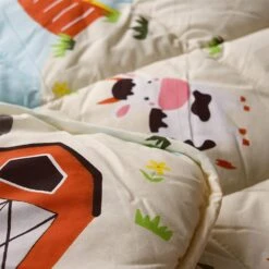 7.5 Tog Kids Coverless Printed Washable Quilt With Pillow Set (120 X 150 Cm) - Farm(7 5 Tog Kids Coverless Printed Washable Quilt With Pillow Set 120 X 150 Cm Farm) -Bedding Discount Store Capturerversible7pic