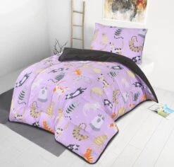 Kids Coverless Printed 7.5 Tog Washable Quilt With Pillow Set 120 X 150 Cm – Cats Party(Kids Coverless Printed 7 5 Tog Washable Quilt With Pillow Set 120 X 150 Cm Cats Party) -Bedding Discount Store CatsParty