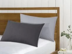 Reversible Poly Cotton Housewife Pillowcases (Pair) - Grey & Charcoal(Reversible Poly Cotton Housewife Pillowcases Pair Grey Charcoal) 9 Reversible Poly Cotton Housewife Pillowcases (Pair) - Grey & Charcoal(Reversible Poly Cotton Housewife Pillowcases Pair Grey Charcoal) -Bedding Discount Store H3