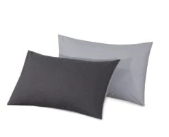 Reversible Poly Cotton Housewife Pillowcases (Pair) - Grey & Charcoal(Reversible Poly Cotton Housewife Pillowcases Pair Grey Charcoal)