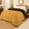 13.5 Tog Box Stitching Reversible Coverless Polycotton Duvet – Mustard & Black(13 5 Tog Box Stitching Reversible Coverless Polycotton Duvet Mustard Black)