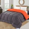7.5 Tog Box Stitching Reversible Coverless Polycotton Duvet – Orange & Grey(7 5 Tog Box Stitching Reversible Coverless Polycotton Duvet Orange Grey)