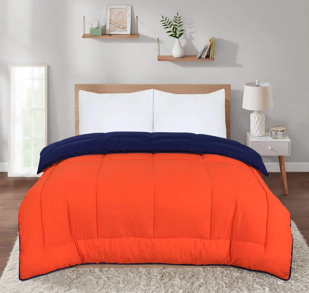 13.5 Tog Box Stitching Reversible Coverless Poly Cotton Duvet – Orange & Navy(13 5 Tog Box Stitching Reversible Coverless Poly Cotton Duvet Orange Navy) 3 13.5 Tog Box Stitching Reversible Coverless Poly Cotton Duvet – Orange & Navy(13 5 Tog Box Stitching Reversible Coverless Poly Cotton Duvet Orange Navy)