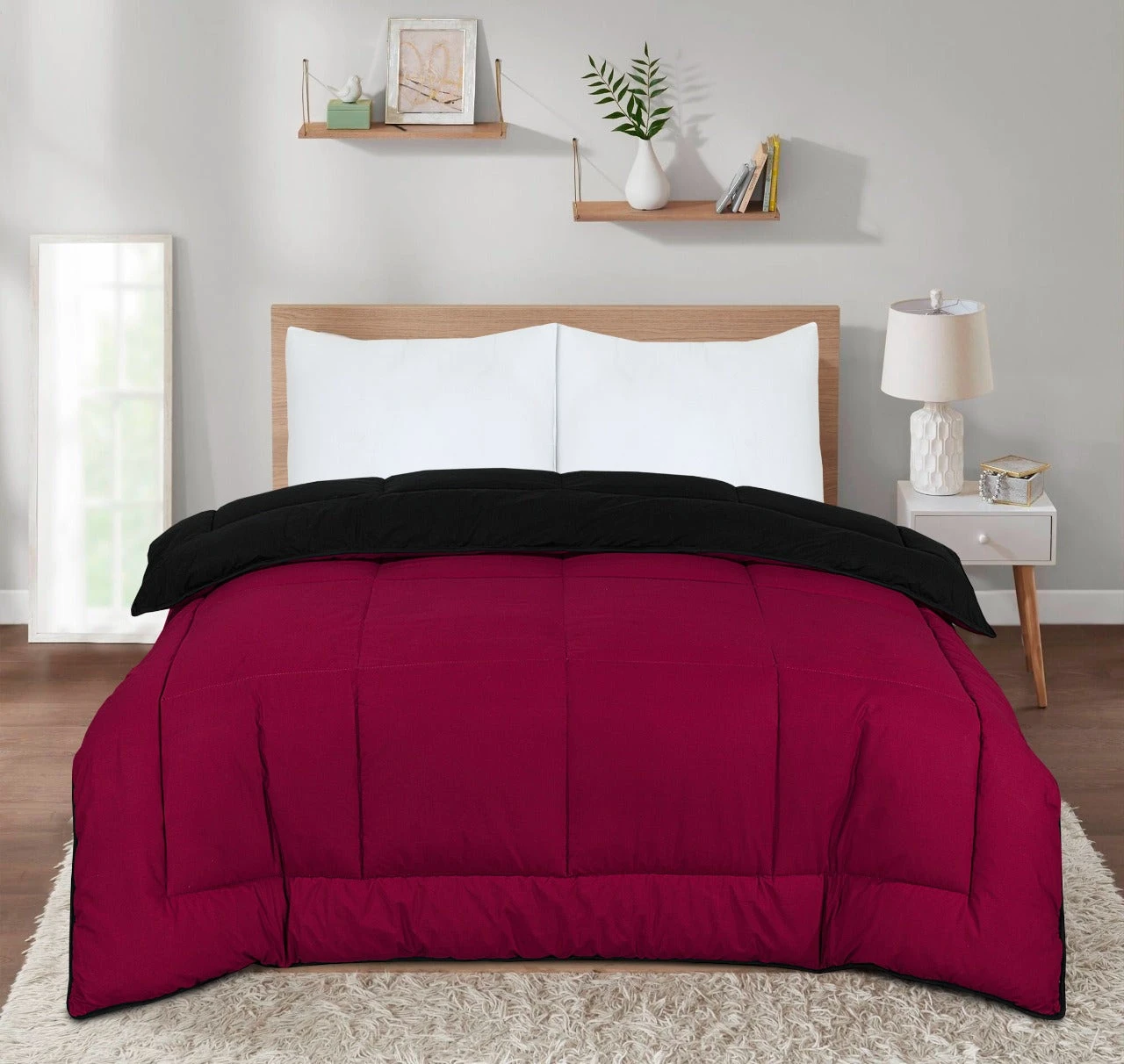 7.5 Tog Box Stitching Reversible Coverless Poly Cotton Duvet – Black & Burgundy(7 5 Tog Box Stitching Reversible Coverless Poly Cotton Duvet Black Burgundy) 3 7.5 Tog Box Stitching Reversible Coverless Poly Cotton Duvet – Black & Burgundy(7 5 Tog Box Stitching Reversible Coverless Poly Cotton Duvet Black Burgundy)