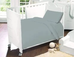 Egyptian Cotton Cot Bed Duvet Cover & Pillowcase Set : Grey(Egyptian Cotton Cot Bed Duvet Cover Pillowcase Set Grey)