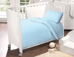 Egyptian Cotton Cot Bed Duvet Cover & Pillowcase Set : Sky Blue(Egyptian Cotton Cot Bed Duvet Cover 120 X 150 Cm Pillowcase Set Sky Blue)