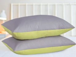 Reversible Poly Cotton Housewife Pillowcases (Pair) - Lemon & Grey(Reversible Poly Cotton Housewife Pillowcases Pair Lemon Grey) -Bedding Discount Store a4134bb7 1c16 42f9 9702 d95b35da34a6