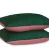Reversible Poly Cotton Housewife Pillowcases (Pair) - Bottle Green & Dusty Pink(Reversible Poly Cotton Housewife Pillowcases Pair Bottle Green Dusty Pink)