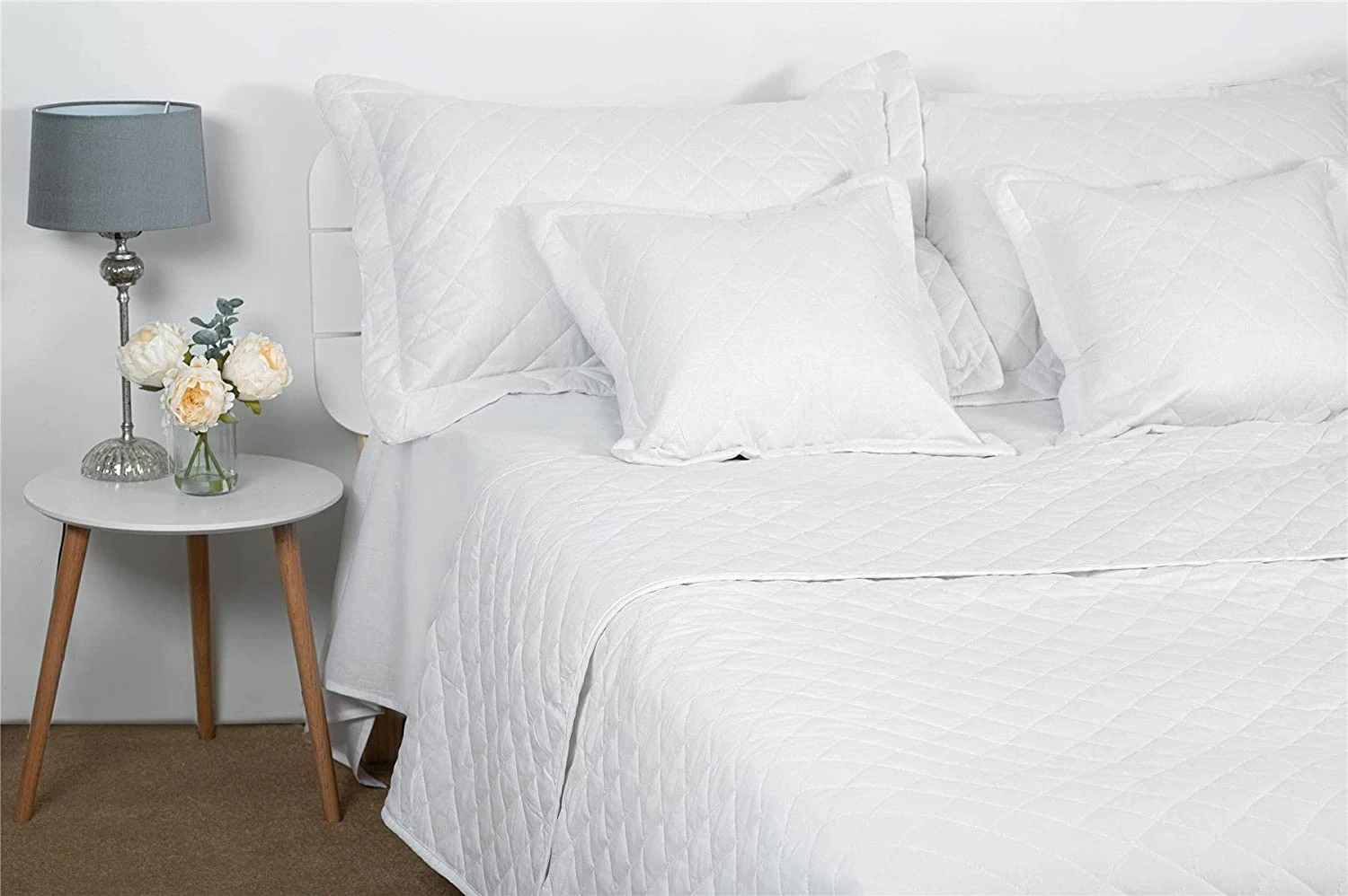 Quilted Bedspread Throw (Set 5 Pcs)Cotton Rich Reversible - White(Quilted Bedspread Throw Set 5 Pcs Cotton Rich Reversible White) 3 Quilted Bedspread Throw (Set 5 Pcs)Cotton Rich Reversible - White(Quilted Bedspread Throw Set 5 Pcs Cotton Rich Reversible White)