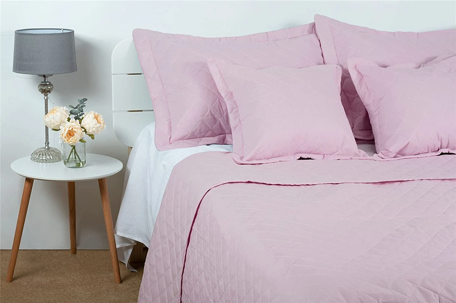 Quilted Bedspread Throw (Set 5 Pcs)Cotton Rich Reversible - Pink(Quilted Bedspread Throw Set 5 Pcs Cotton Rich Reversible Pink) 3 Quilted Bedspread Throw (Set 5 Pcs)Cotton Rich Reversible - Pink(Quilted Bedspread Throw Set 5 Pcs Cotton Rich Reversible Pink)