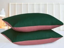 Reversible Poly Cotton Housewife Pillowcases (Pair) - Bottle Green & Dusty Pink(Reversible Poly Cotton Housewife Pillowcases Pair Bottle Green Dusty Pink) -Bedding Discount Store df71517f 9f4e 437e b8fc 854b4af60e0e