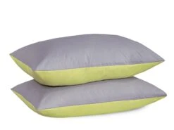 Reversible Poly Cotton Housewife Pillowcases (Pair) - Lemon & Grey(Reversible Poly Cotton Housewife Pillowcases Pair Lemon Grey)
