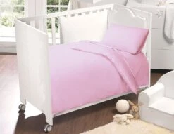 Egyptian Cotton Cot Bed Duvet Cover & Pillowcase Set : Pink(Copy Of Egyptian Cotton Cot Bed Duvet Cover Pillowcase Set Pink)