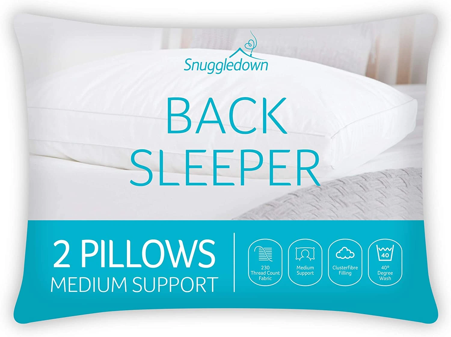 Snuggledown Back Sleeper White Pillows : 2 Pack(Snuggledown Back Sleeper White Pillows 2 Pack) 3 Snuggledown Back Sleeper White Pillows : 2 Pack(Snuggledown Back Sleeper White Pillows 2 Pack)