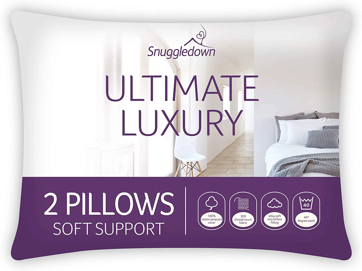 Snuggledown Ultimate Luxury White Pillows : 2 Pack(Snuggledown Ultimate Luxury White Pillows 2 Pack) 3 Snuggledown Ultimate Luxury White Pillows : 2 Pack(Snuggledown Ultimate Luxury White Pillows 2 Pack)