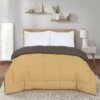 Box Stitching Reversible Coverless Polycotton Duvet - Sand And Charcoal(Box Stitching Reversible Coverless Polycotton Duvet Sand And Charcoal)