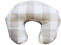 BABY FEEDING/NURSING PILLOW 2 DESIGNS IN 1 EGYPTIAN COTTON COVER - BEIGE CHECK/STRIPES(Baby Feeding Nursing Pillow 2 Designs In 1 Egyptian Cotton Cover Beige Check Stripes)